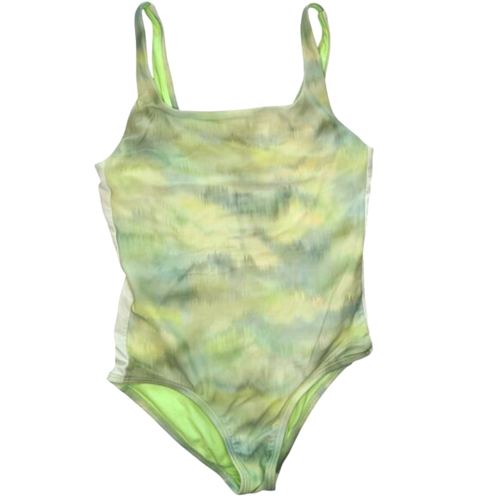 Athleta Girl's Green Tie Dye Vitamin C One Piece Swimsuit Bathing Suit Size 8-10